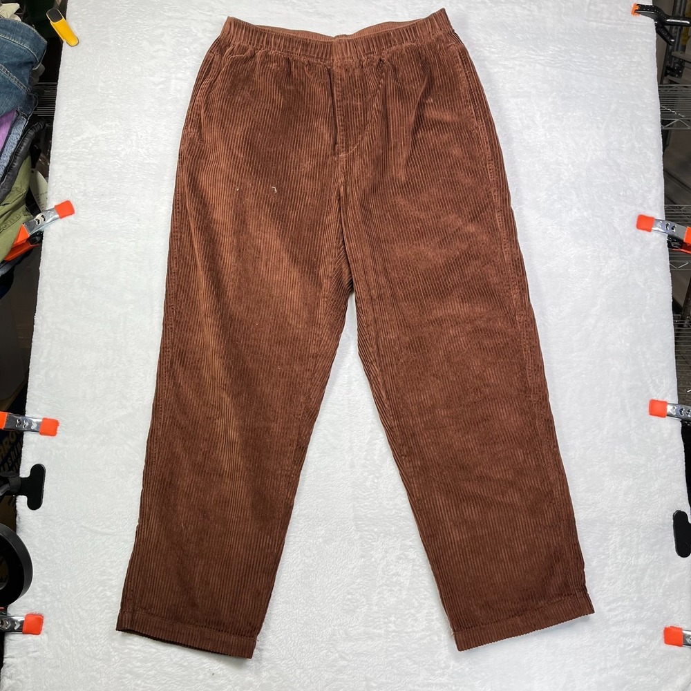 Obey Corduroy Pants Men's Brown Drawstring Elastic Waist‎ Loungewear Y2K - W31